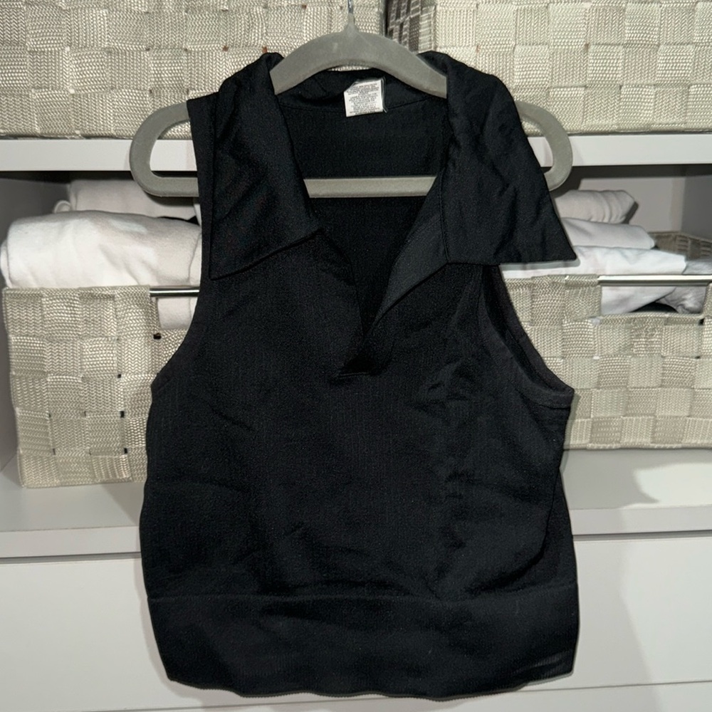 DVF x Target black collared knit tank